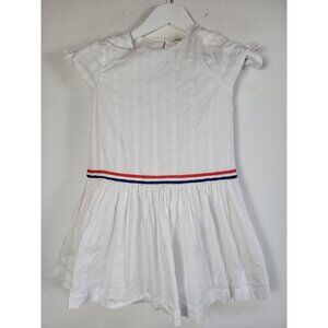Gymboree Girls Short Sleeve White Striped Cotton A-Line Dress Size Medium 7-8